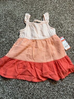 Girls Tiered Pink and Coral Casual Sundress with Diaper Cover NWT 18 months